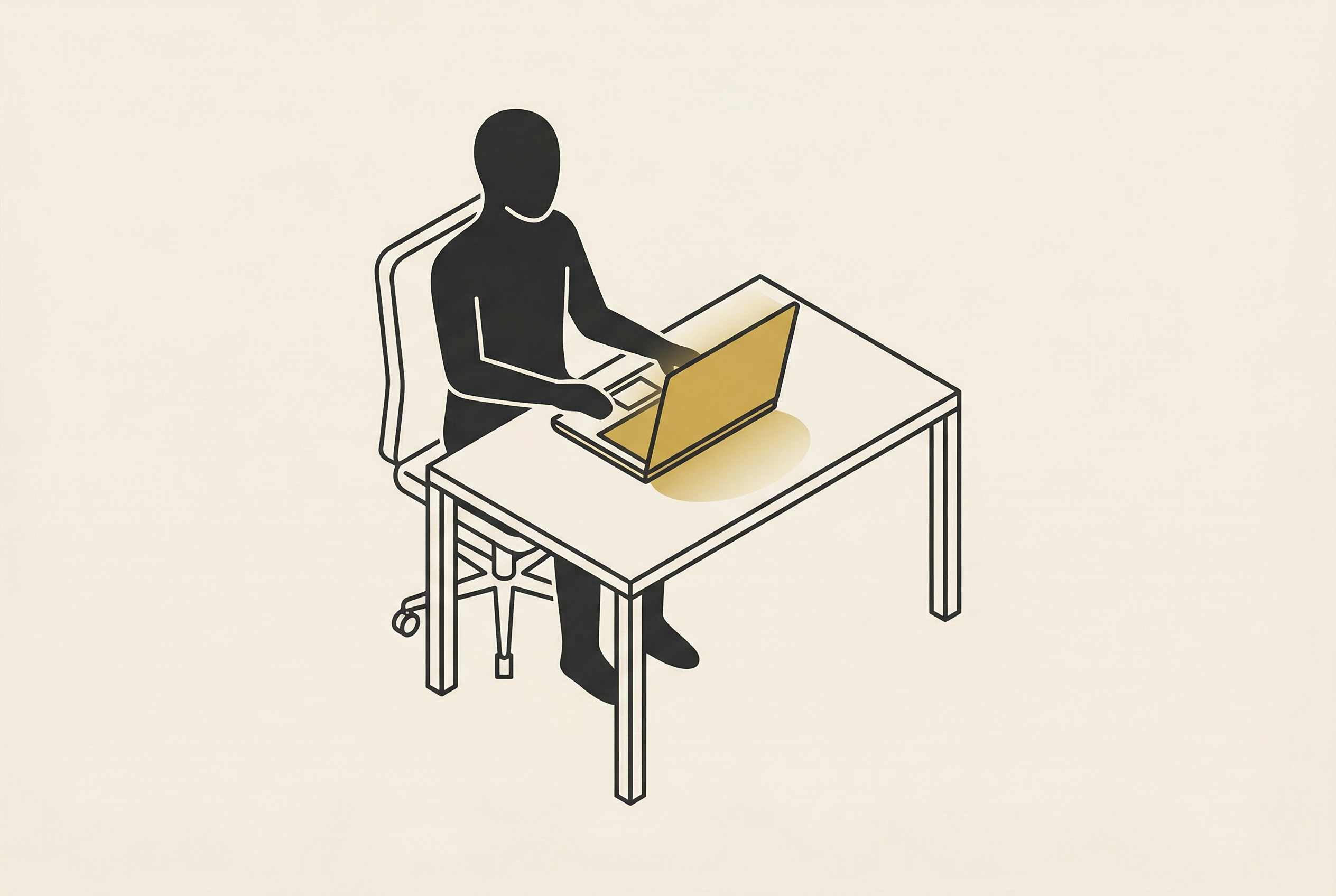 Illustration of a business owner reviewing a website audit repair plan at a laptop